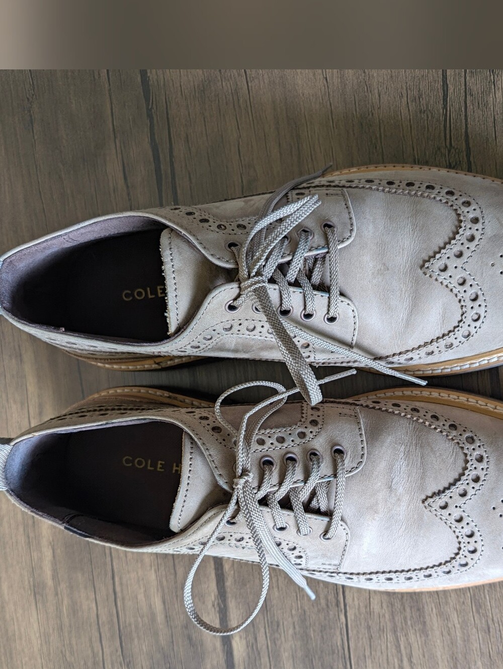 Cole Haan Gray Suede Wingtip Oxford Lace-Up Shoes